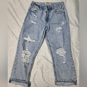 Rock & Roll Womens Distressed Blue Jeans